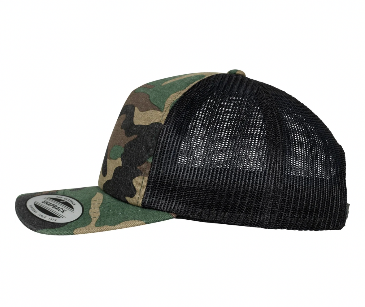 5 Panel Retro Trucker Hat (Woodland Camo)