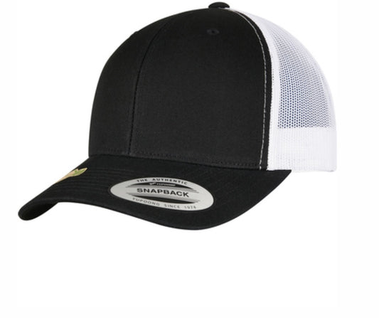 6- Panel Retro Trucker Hat (Black & White)