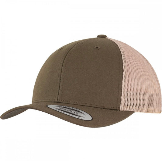 6 - Panel Retro Trucker Hat (Moss Green/Khaki)
