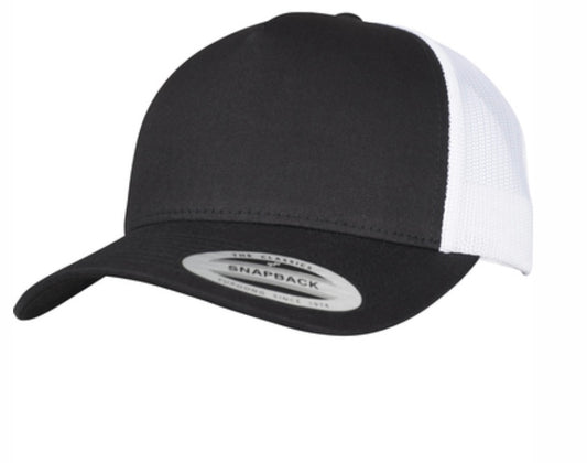 5-Panel Retro Trucker Hat (Black & White)